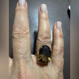 925 silver gold plated (?)Smoked topaz  Ring